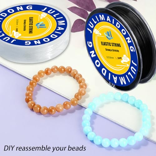 3 Rolls 1.0 mm 495 Feet Rainbow/White/Black Elastic Bracelet Stretchy String Cord, Stretch Bead Cord for Bracelets Jewelry Making, Necklaces, Beading and Crafts (590ft) - size: 590ft