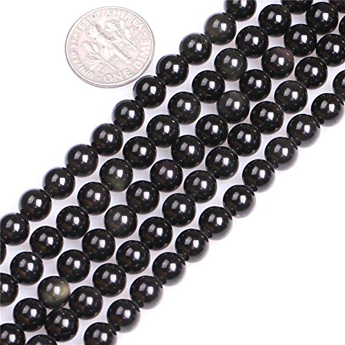 4mm Natural Black Obsidian Beads Round Gemstone Loose Beads for Jewelry Making (90-95pcs/strand) - color: Black Obsidian, size: 4mm