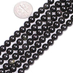 4mm Natural Black Obsidian Beads Round Gemstone Loose Beads for Jewelry Making (90-95pcs/strand) - color: Black Obsidian, size: 4mm