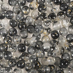 200Pcs Glass Round Beads 8mm Transparent Ink Wash Dye Sprinkled Gold Scattered Beads Handmade DIY Bead Material Bracelet Accessories (Black) - color: Black