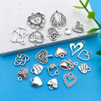 Youdiyla 80pcs Alloy Ancient Silvery Love Series Pendant Jewelry Making DIY Keychain Earrings Pendant Various Design Charms for Jewelry Making Bracelets Necklace (SN917) - color: SN917