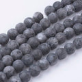 45Pcs Natural Black Larvikite Bead 8mm Round Natural Gemstone Beads Frosted Spacer Loose Bead for DIY Craft Bracelet Necklace Earrings Jewelry Making Supplies - color: Natural Black Larvikite