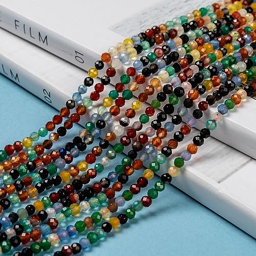 LiQunSweet 130 Pcs 3mm Mixed Color Natural Agate Beads Strands Faceted Round Small Loose Crystal Gemstone Bead Spacer for DIY Bracelet Necklaces - color: Natural Agate Beads_3mm
