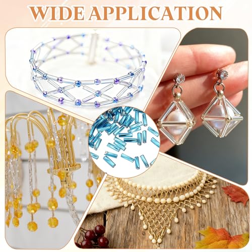 uxcell 1500Pcs Glass Bugle Seed Beads, 6x2mm Mini Long Tube Seed Beads Tube Loose Glass Seed Spacer Bead for DIY Earring Bracelets Necklace Jewelry Making Embroidery, Denim Blue - color: Denim Blue