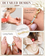 GEMQUEEN Magnetic Necklace Clasps and Closures with Double Lobster Clasp : 14K & White Gold Plated Magnet Jewelry Layering Clasps for Necklaces Multi Magnets Bracelet Helper Necklace Extenders 4PCS - color: 14K & White Gold Plated -4PCS