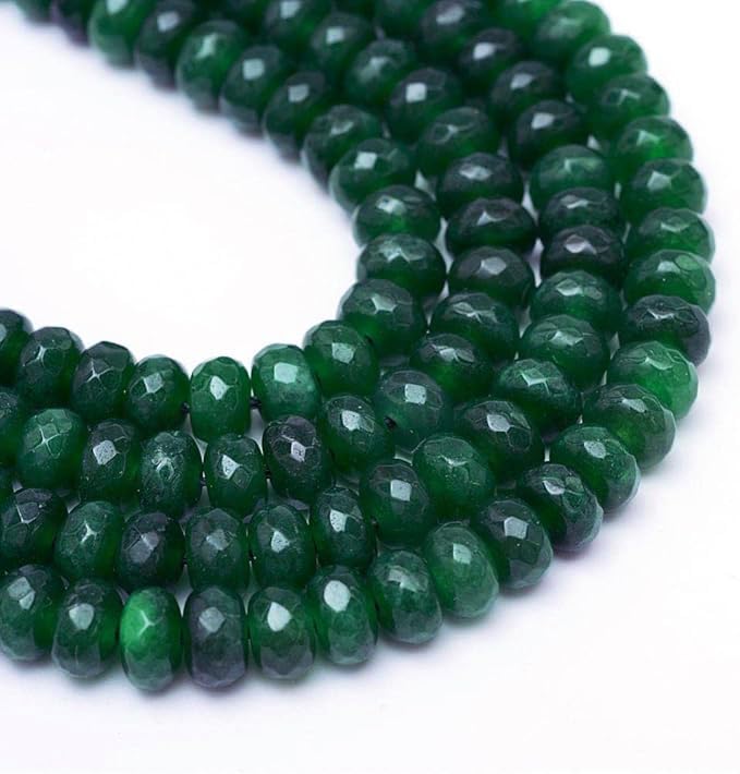 Perlin Agate & Jasper Gemstone Strand Beads 4 mm Rondelle 110 Pieces Jewellery Beads Semi-Precious Stone for Jewellery Necklace Bracelet Earrings (Dark Green Agate) - color: dark green agate