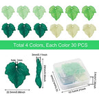 Crafans 120Pcs Acrylic Maple Leaf Pendants 4 Colors Transparent Frosted Leaf Charms Plant Tree Leaves Beads Charms for Autumn Crafts Jewelry Making - color: 4 Greens