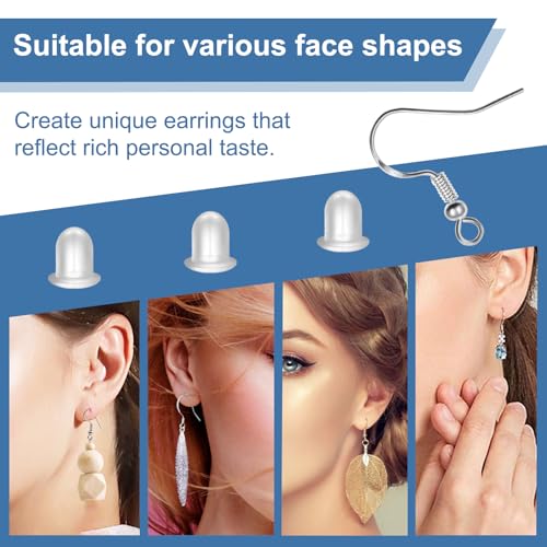 925 Sterling Silver Earring Hooks, 600PCS Earring Making kit 200PCS/100Pairs Hypoallergenic Ear Wires with 200PCS Silver Open Jump Rings and 200PCS Rubber Backs Earring Backs for Jewelry Making - size: 600pcs-Silver