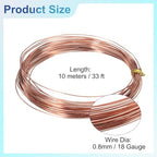 uxcell Pure Copper Wire 99.99% 20 Gauge 0.8mm 10m/33 ft Tarnish Resistant | Soft Craft Copper Wire Jewelry Wire for Jewelry Making Beading DIY Crafts Supplies,Copper - size: 20 Gauge 0.8mm