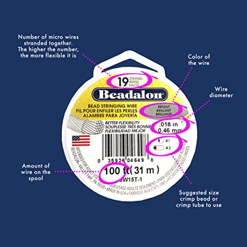 Beadalon 19 Strand Stainless Steel Bead Stringing Wire, .018 in / 0.46 mm, Satin Copper, 30 ft / 9.2 m - color: Satin Copper, style: .018 in / 0.46 mm