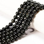 100pcs Natural Stone Beads 8mm Black Obsidian Round Genuine Real Stone Beading Loose Gemstone Hole Size 1mm DIY Charm Smooth Beads for Bracelets Necklaces Earrings Jewelry Making Crafts - color: Black Obsidian