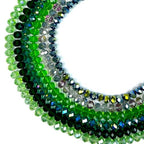 390pcs Glass Beads for Bracelets Making, 8mm Green Series Faceted Crystal Loose Bulk Beads for Earring Necklace Jewelry Crafts DIY Suncatchers - color: Green