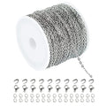 UMAOKANG 65 Feet Silver Jewelry Chains for Jewelry Making Flat Cable Chain Link Spool DIY Craft Earring Bracelet Necklace Chain Bulk with Lobster Clasps Jump Rings Pinch Clip Clasp - color: Steel Cross