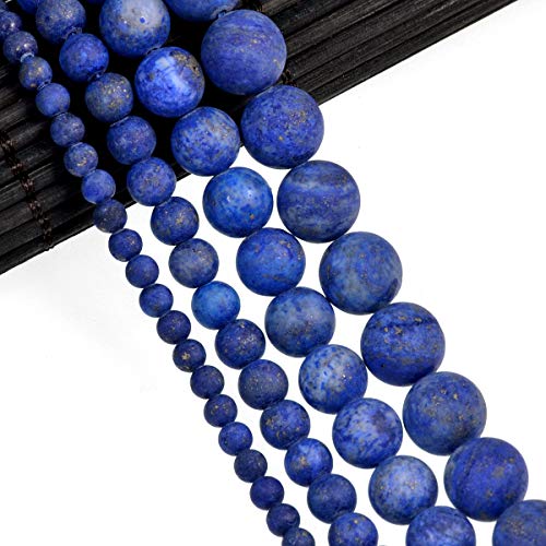 Natural Matte Gemstone Round Spacer Beads (4mm, Lapis Lazuli) - color: Lapis Lazuli, size: 4mm
