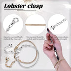 16 Pcs Snake Chain Charm Bracelet Adjustable Bangle Bracelets with Heart Lobster Clasp Extender Adjustable DIY Bracelet Chain for Women DIY Jewelry Making Supplies 7.87" - color: silver gold