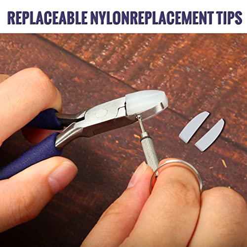 Mini Nylon Jaw Pliers 3.5-Inch Flat Nose Pliers with 2 Replacement Tips and Screwdriver Wire Straightentener Jewelry Making Tools for Beading, Gripping, Shaping Wire - style: 3.5-Inch Nylon Jaw Pliers