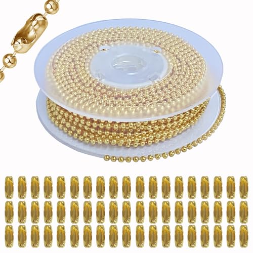 Ball Bead Chain, Stainless Steel Ball Chain with 60 Pieces Connectors Clasps,Bulk Necklace Chains for Jewelry Making Supplies DIY Craft Chain,Dog Tag Chain (2.4mm-36FT & 60pcs connectors) - color: Gold Ball Chain 36FT 2.4mm