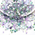 Mixed Star Moon Crystal Glass Beads Seedbeads Loose Round Pearl Beads for Jewelry Making Craft Bracelets Necklaces Earrings DIY Crafts Projects Green Purple Glass Spacer Bead Kits for Crafts - color: Green Purple
