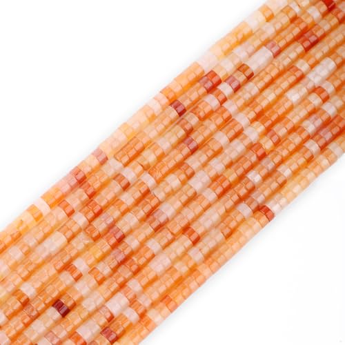 Natural Orange Aventurine Heishi Spacer Beads Loose Semi Precious Flat Round Gemstone Disc Shape Stone for Beading Jewelry Making 4x2mm 15.5" - color: Orange Aventurine