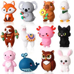 Watersay 12 Pcs 3D Silicone Focal Beads Pens Beads Bulk for Beadable Keychain DIY Crafts Necklace Bracelet Phone Chain Charms Jewelry Making (Animals B) - style: Animals B