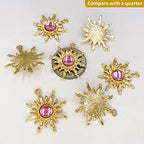 Sun Star Charms Baroque Boho Crystal Gold Plated Resin Gypsy Pendant Alloy for Jewelry Making DIY Craft Bracelet Necklace Earring - color: Sun-Pink-28Pcs