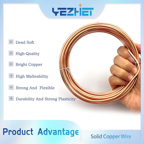 8 Gauge Soft Soild Copper Wire, 21 ft 1LB, 99.9% Pure for Electroculture Gardening, Jewelry Making, Beading, Science Projects - size: 8GA