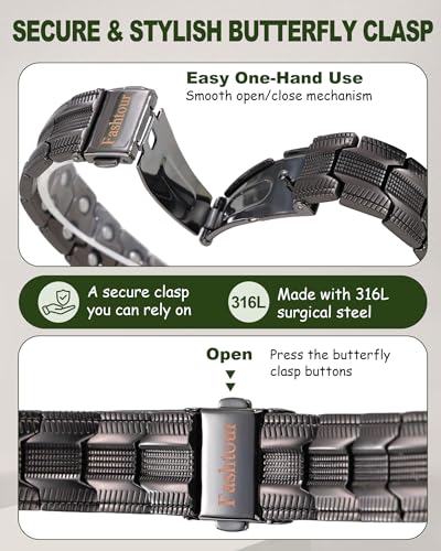 Copper Bracelet for Men, 2X Strength 99.99% Pure Copper Magnetic Bracelet with Magnets, Butterfly Clasp Design, Adjustable Length with Sizing Tool - color: Gunmetal