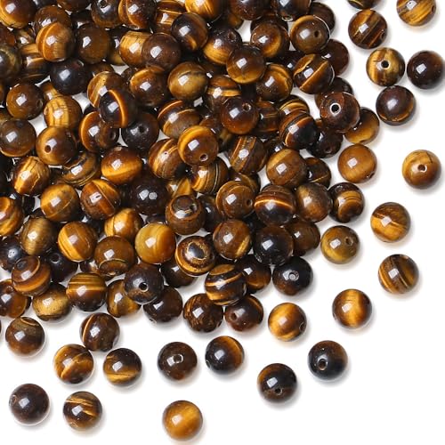 DUQGUHO Tigers Eye Beads 8mm Brown Beads for Bracelets Natural Crystal Gemstones Bead 47PCS - color: Brown#1