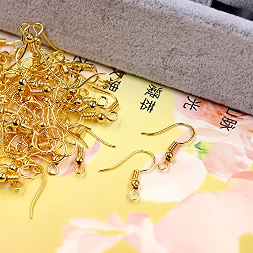 600Pcs Hypoallergenic Earring Hooks, Gold Earring Making Kit, with Earring Backs and Jump Rings for Jewelry Making (Gold) - color: Gold