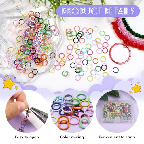 TOAOB 200pcs 8mm Multicolour Jump Rings for Keychains Open Jump Rings Small Closed O Connectors for Chainmail Hardware Earrings Necklace Jewelry Making - size: 8mm