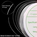 MIKIMIQI 2 Pack Jewelry Wire - 20 Gauge Tarnish Resistant Copper Beading Wire for Jewelry Making, 0.8mm X 3m Each (Silver) - color: Silver