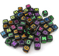 1000pcs Mixed Acrylic Letter/Alphabet “A-Z”Cube Beads for DIY Craft (Black with Color Letter 6x6x6mm) - color: Black with Color Letter 6x6x6mm