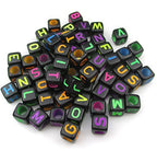 1000pcs Mixed Acrylic Letter/Alphabet “A-Z”Cube Beads for DIY Craft (Black with Color Letter 6x6x6mm) - color: Black with Color Letter 6x6x6mm