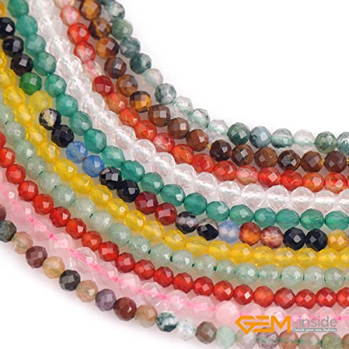 GEM-Inside Natural 3mm Clear White Quartz Gemstone Loose Beads Round Faceted AAA Grade Crystal Energy Stone Power for Jewelry Making 15" - color: Aaa Clear White Quartz, size: 3mm