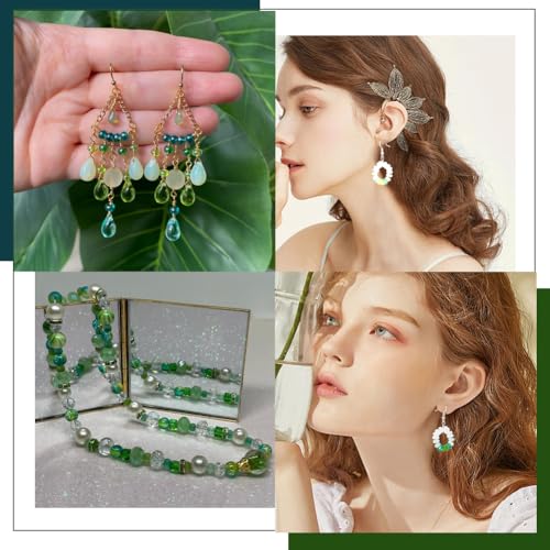 SUNNYCLUE 1 Box 400Pcs 8 Colors Glass Seed Beads Green Glass Beads Bulk 6mm Flat Rondelle Transparent Glossy Loose Spacers for Crafts DIY Bracelets Necklaces Phone Chain Jewelry Making Supplies Adult - color: Green, Transparent, White