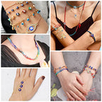 Acejoz 2702 Pieces Bracelet Making Kit, Including Evil Eye Beads, Evil Eye Charms, Assorted Beads and Elastic String for Bracelets