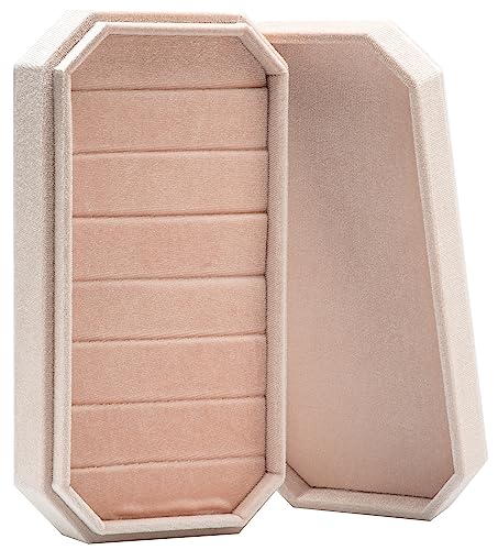 Velvet Ring Organizer Display Tray Jewelry Box Earring Holder Case for Wedding Birthday Christmas Day (Light Pink) - color: Light Pink