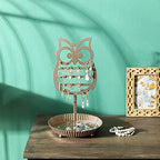NIKKY HOME Earring Holder Hanging Organizer Stand Metal Jewelry Tree Table Top Owl Ear Stud Holder Tower Rack with Ring Tray for Girls (134 Holes), Gold - color: Rose Gold