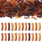 200 pcs Acrylic Tube Beads for Bracelets Amber Bangle Acrylic Beads Two Tone Curved Chunky Bamboo Tube Bead for Jewelry Making Earring Crafts - color: Brown-200pcs