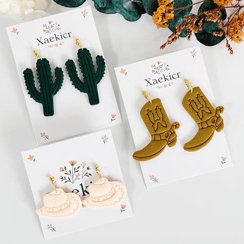 Xaekicr Western Theme Polymer Clay Cutters Set – 3PCS Cowboy Hat Boot Cactus Clay Earring Cutters, Polymer Clay Molds and Tools for DIY Jewelry Making - color: Z color