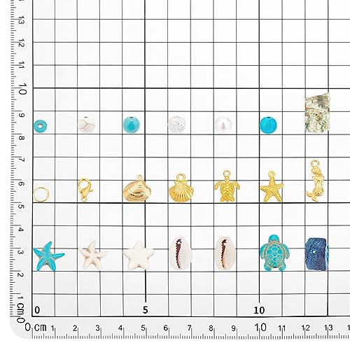 PandaHall 357pcs Starfish Shell Beads Ocean Jewelry Making Kit - 20g Synthetic Turquoise Seashells, Turtle & Mermaid Charms, Cowrie Shell Beads for Summer Beach Necklace, Bracelet & Anklet - color: Blue White Gold