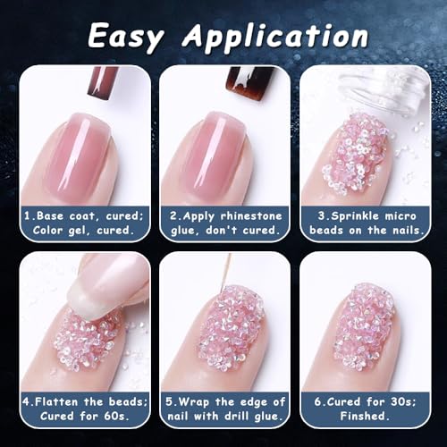 Tiny Nail Rhinestones 1.5mm Clear AB Mini Pixie Crystals Gems, 0.6-0.8mm Iridescent Micro Caviar Beads Sugar Glitter Beads Dust Charms for Nail Art Design DIY Crafts Accessories - color: Clear AB Mini