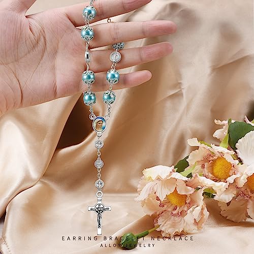 60Pcs/30Sets Rosary Making Kits Supplies Alloy Religion Cross and Center Medal Charms Pendant Oval Chandelier Links for Diy Prayer Necklace Jewelry - color: Antique Silver