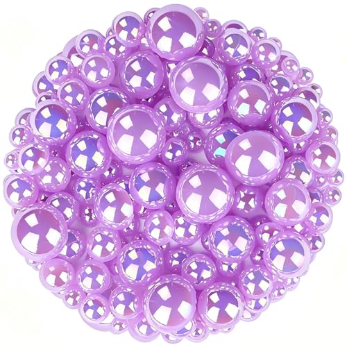 1500 Pcs AB Half Pearls for Crafting, Mixed Sizes 3/4/5/6/8/10mm Flatback Pearl Beads for Crafts, Gems for Nail Art Making, Shoes Clothes Embellishments (A27 Blue Purple AB) - color: A27 Blue Purple AB