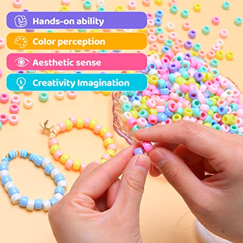 Praisebank Pony Beads, 4000pcs Pony Beads,Candy Macaron Color, Jewelry Making, Crafts, Hair Beads, Beads for Hair Braids., X-Large Pack - color: Macaron Candy