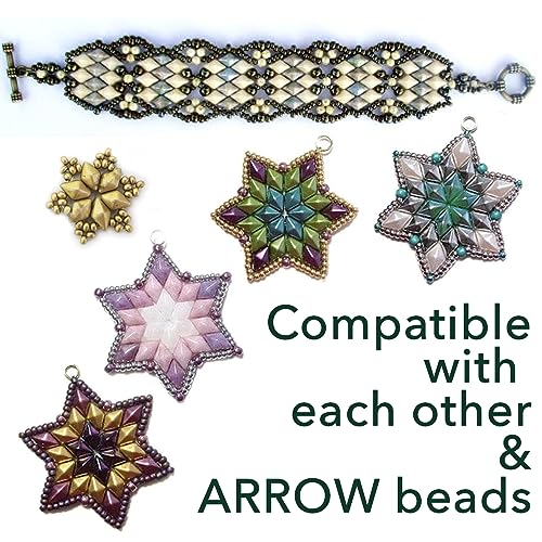 160+ pcs DIAMONDUO glass two-hole beads rhombus gemduo, approx. 0.2 x 0.3 inches (5x8mm), 0.88oz = 25 g, Color Mix - color: DiamonDuo Mix
