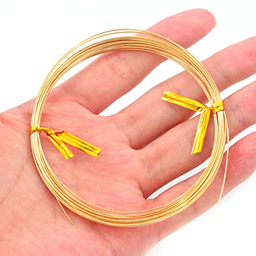 BEADIA 18K Gold Plated Wire 0.6mm 5 Meters Bead Cord for Bracelet Necklace Charm Beading Jewelry Making Findings - size: 0.6mm, style: 18K Gold