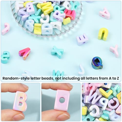 50Pcs Random Acrylic Letter Beads Large Alphabet Bead Bulk Chunky Capital Letters Iridescent UV Plated Initial Loose Spacer for Jewelry Making Keychain Bracelets Earrings Crafts Bag Decor - style: Style 2