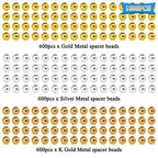 1800Pcs Metal Spacer Beads for Jewelry Making - 3.2mm Metallic Plated Round, Seamless Loose Connector Beads for Earring, Necklace, Bracelet (Gold, Silver, K Gold) - color: 3.2mm, Gold Silver K Gold