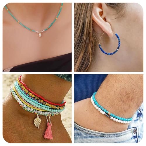 540Pcs 3mm Turquoise Beads Natural Round Gemstone Beads Mixed Color Synthetic Stone Loose Spacer Beads Tiny Small Craft Seed Beads for DIY Bracelets Necklaces Earrings Jewelry Making - color: Mixed Color-3mm Round
